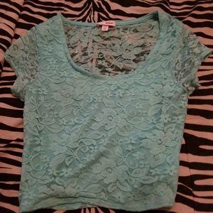 brand new cute light blue lace crop top